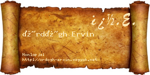 Ördögh Ervin névjegykártya