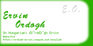 ervin ordogh business card